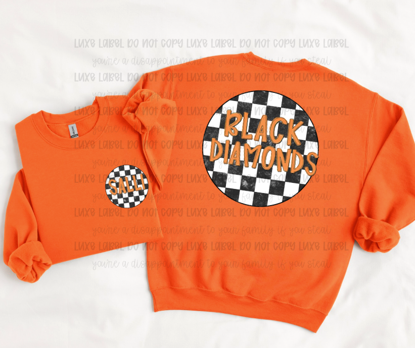 Front + Back Checkered Salli Black Diamonds